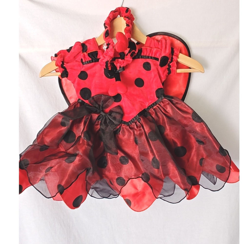 Koala Kids Ladybug Costume Red Black Polka Dot Dress Headband Toddler 12-18M